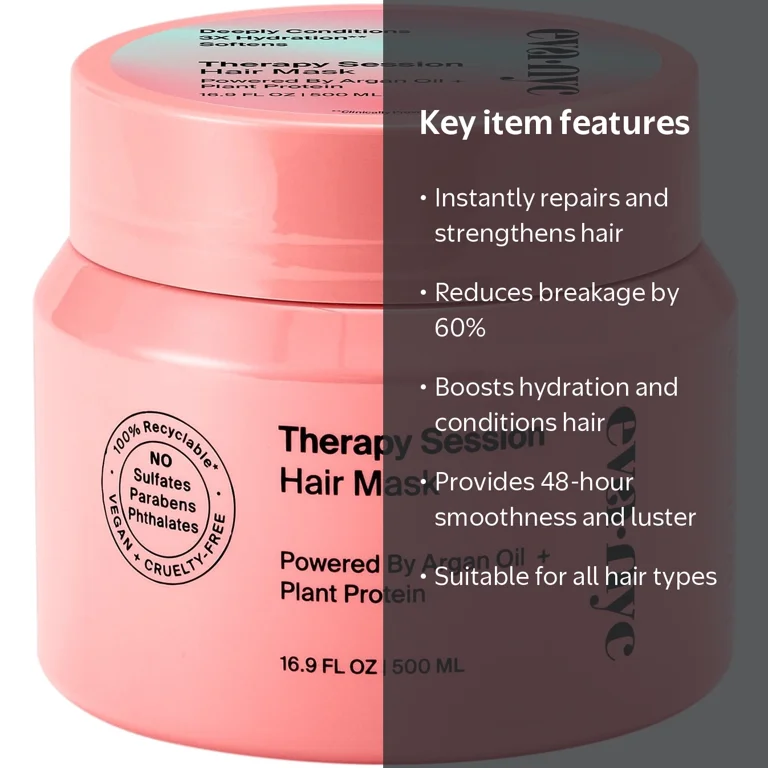 Eva NYC Therapy Session Hair Mask 16.9 fl oz Deep Conditioner for