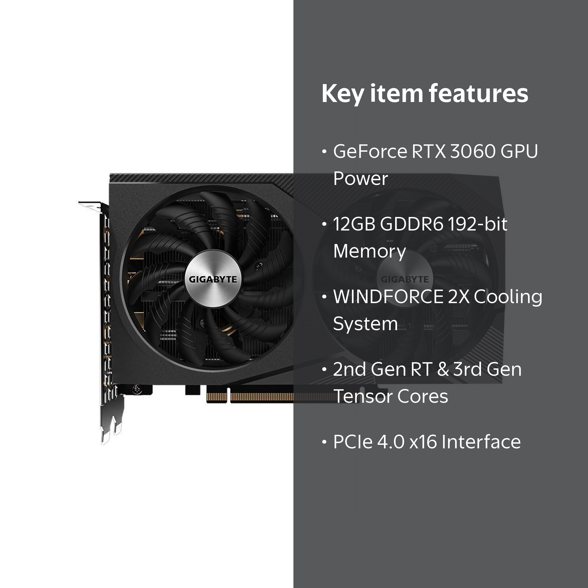 GIGABYTE GeForce RTX 3060 12GB GDDR6 Graphics GPU, PCI Express 4.0