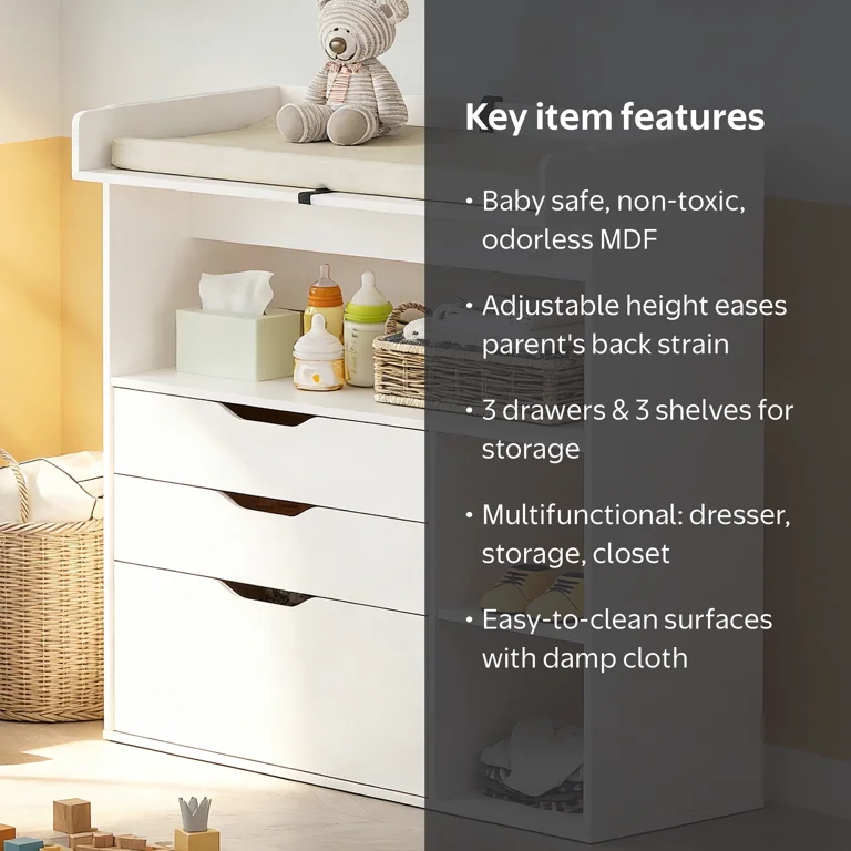 white changing table dresser Storkcraft Modern Nursery Dresser, Multipurpose Design For Your Growing Child With its streamlined design and functionality Wanan 3 Drawer Diaper Changing