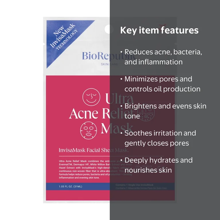 Ultra Acne Relief InvisaMask, 1-Piece Facial Sheet Mask - Walmart.com