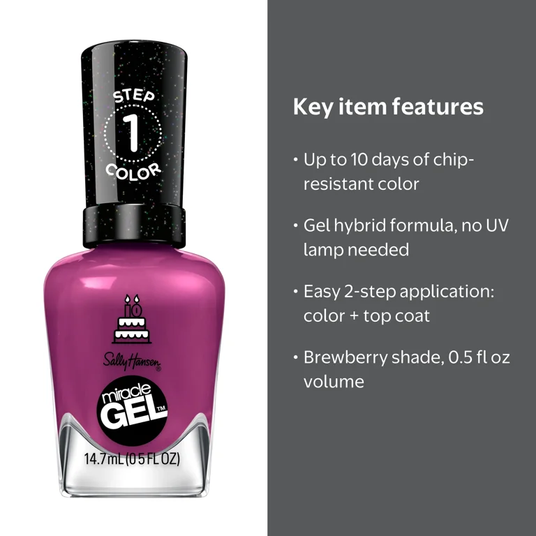 Sally Hansen Miracle Gel Nail Polish 533 Brewberry 0.5 fl oz No UV