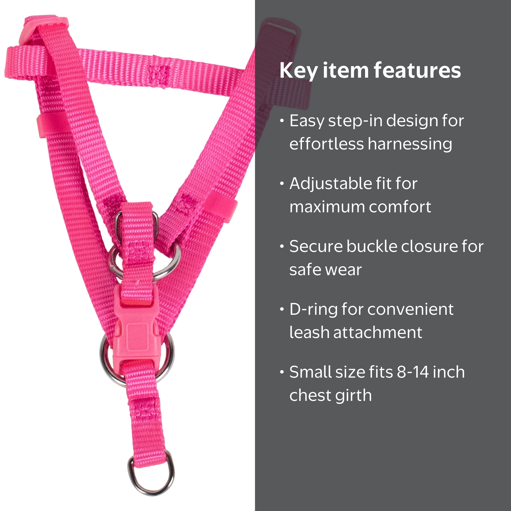 Vibrant Life Polyester Adjustable Step-in Dog Harness Pink
