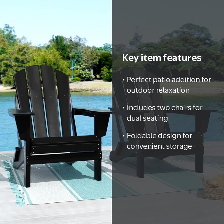 Westin Outdoor Braxton Folding Plastic Adirondack Chair - Black