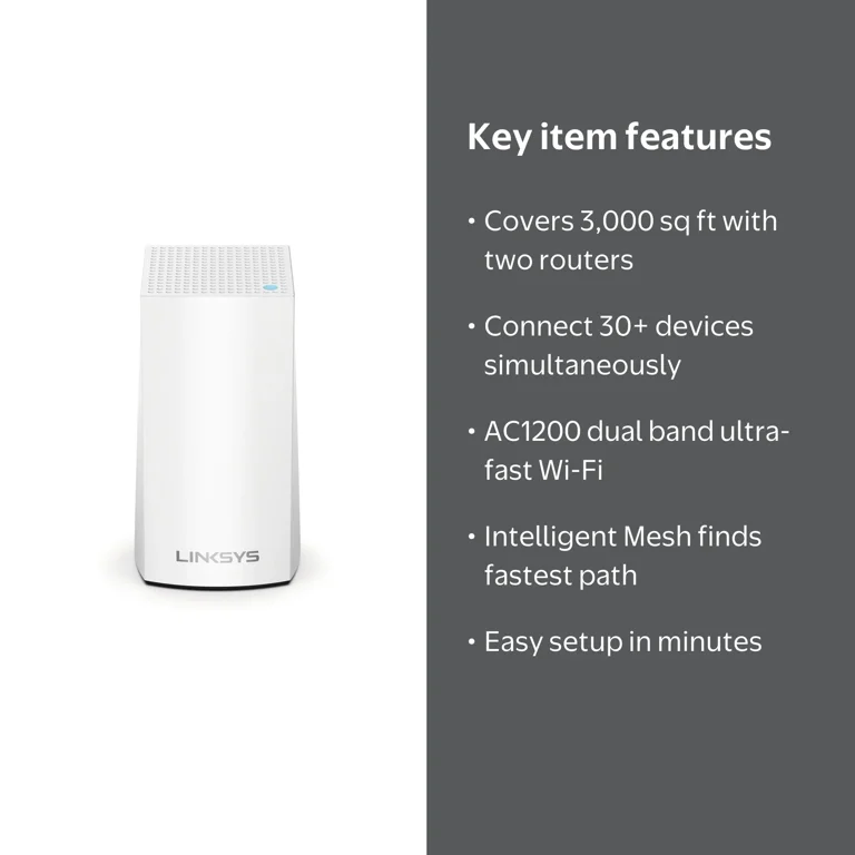 LINKSYS VELOP メッシュWiFiシステム トライバンド２個パック Linksys Velop Gaming AC1200 Dual Band Mesh Router, Wireless Wifi
