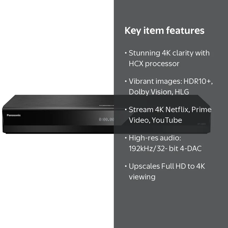 Panasonic, Blu-ray Player, 4K Ultra HD, Dolby Vision - Walmart.com