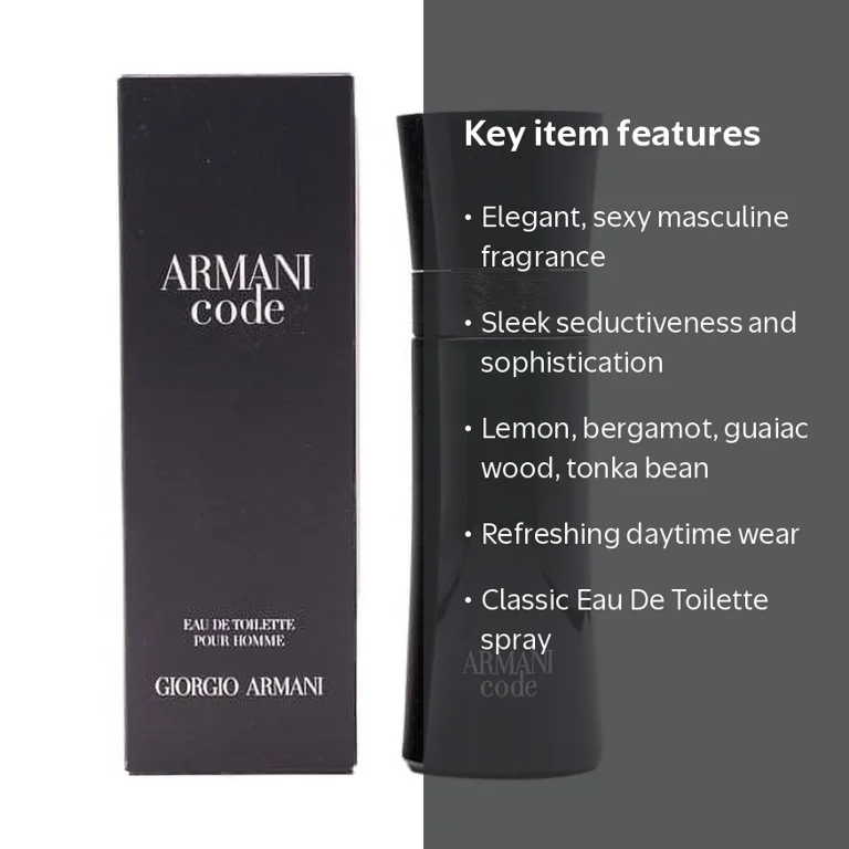 Giorgio Armani Code for Men Eau De Toilette Spray, 2.5 oz