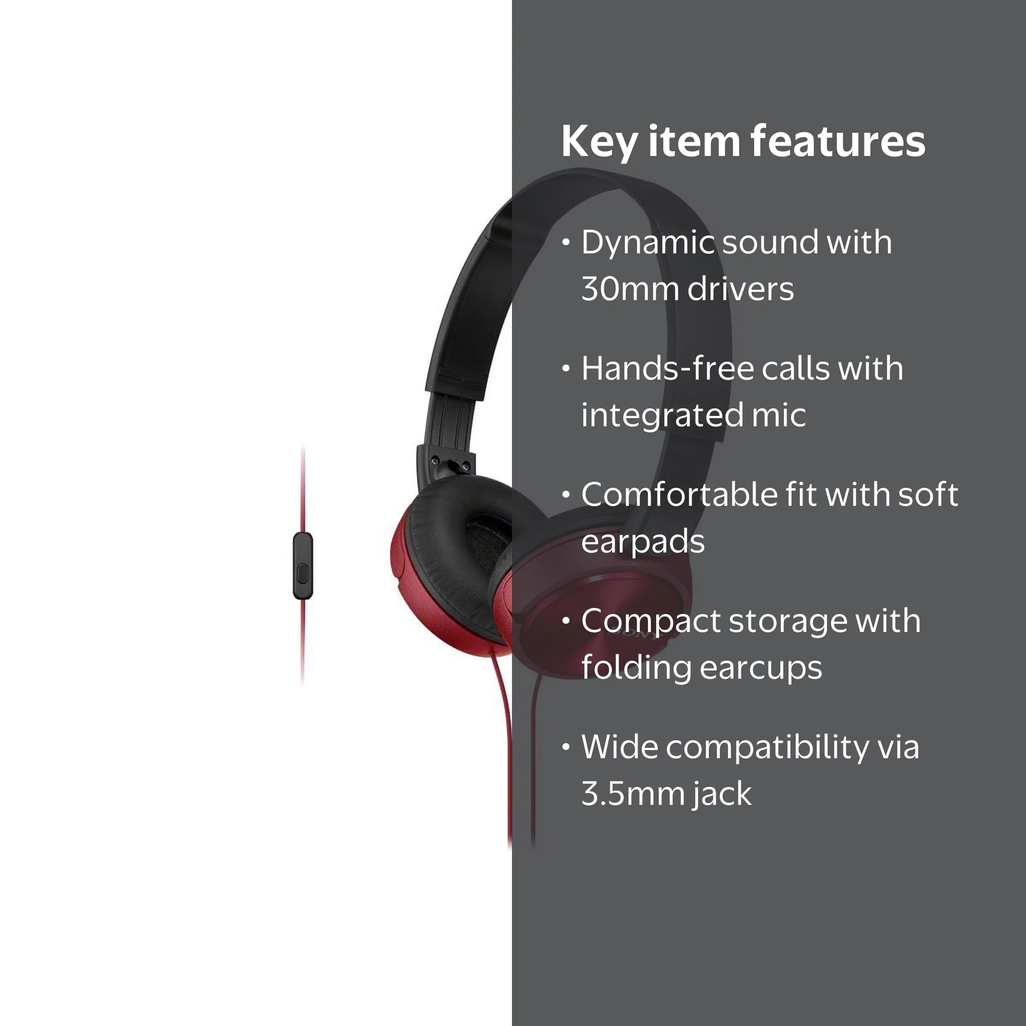 Sony MDR-ZX310AP Full Size Wired Headphones with Mic, ZX Series