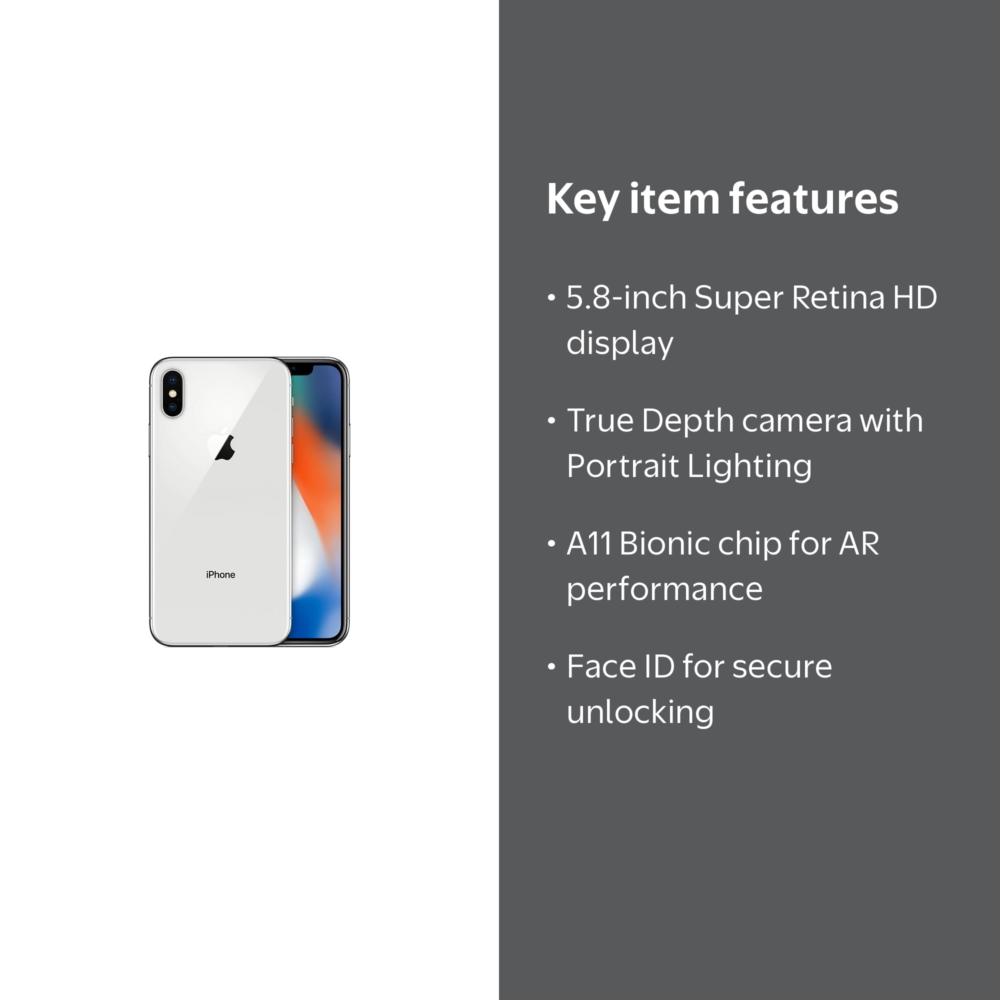 Restored Apple iPhone X - Verizon - 256GB Silver (Refurbished