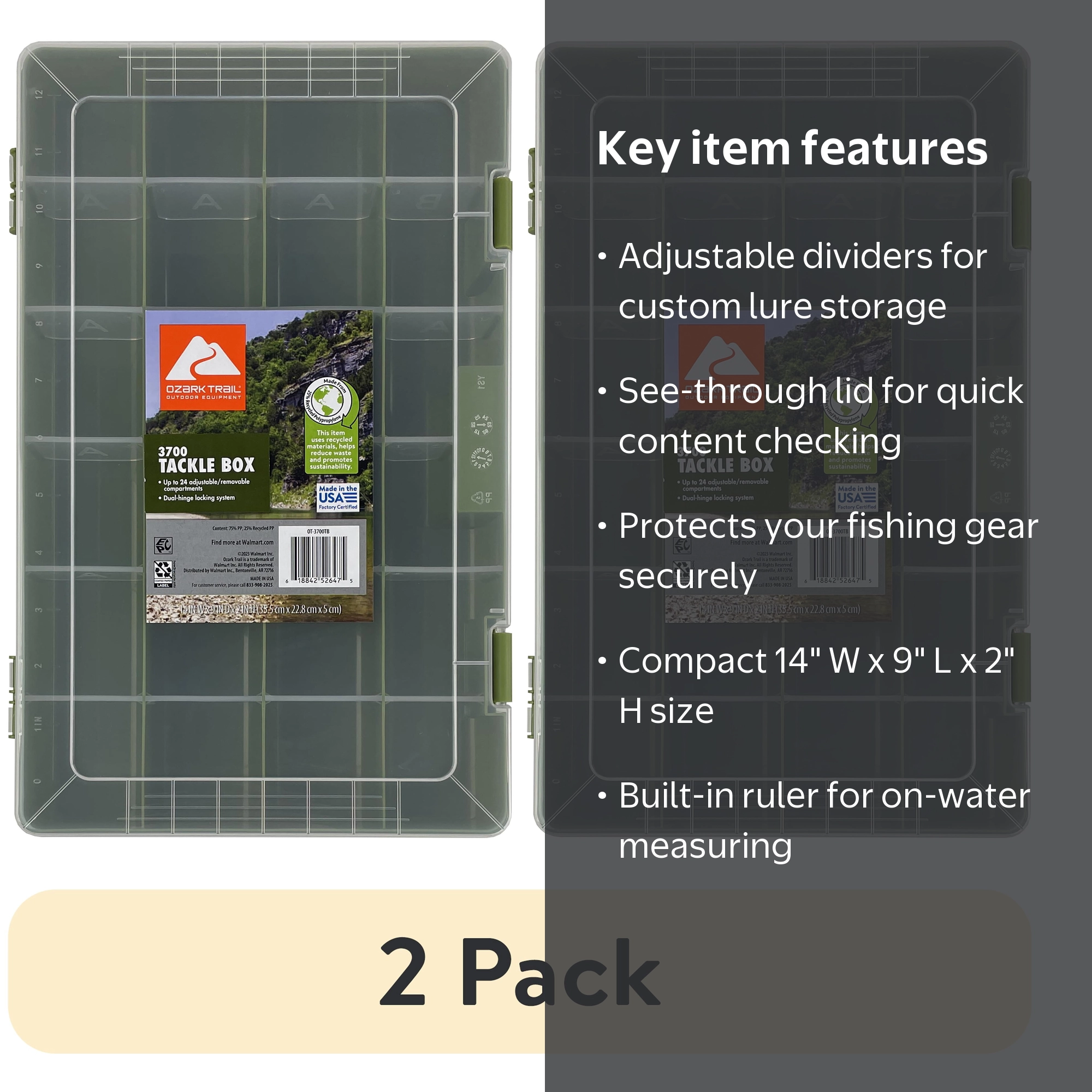 Ozark Trail Large Tray Fishing Tackle Box 3700 - Walmart.com