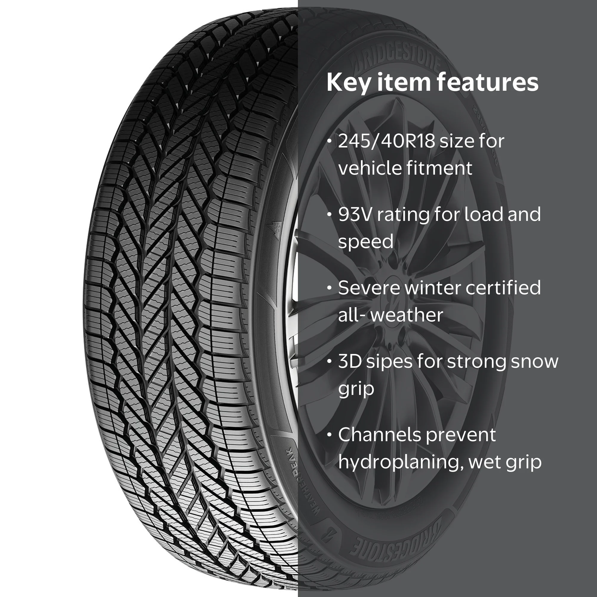 Bridgestone Weatherpeak All Weather 245/40R18 93V Passenger Tire