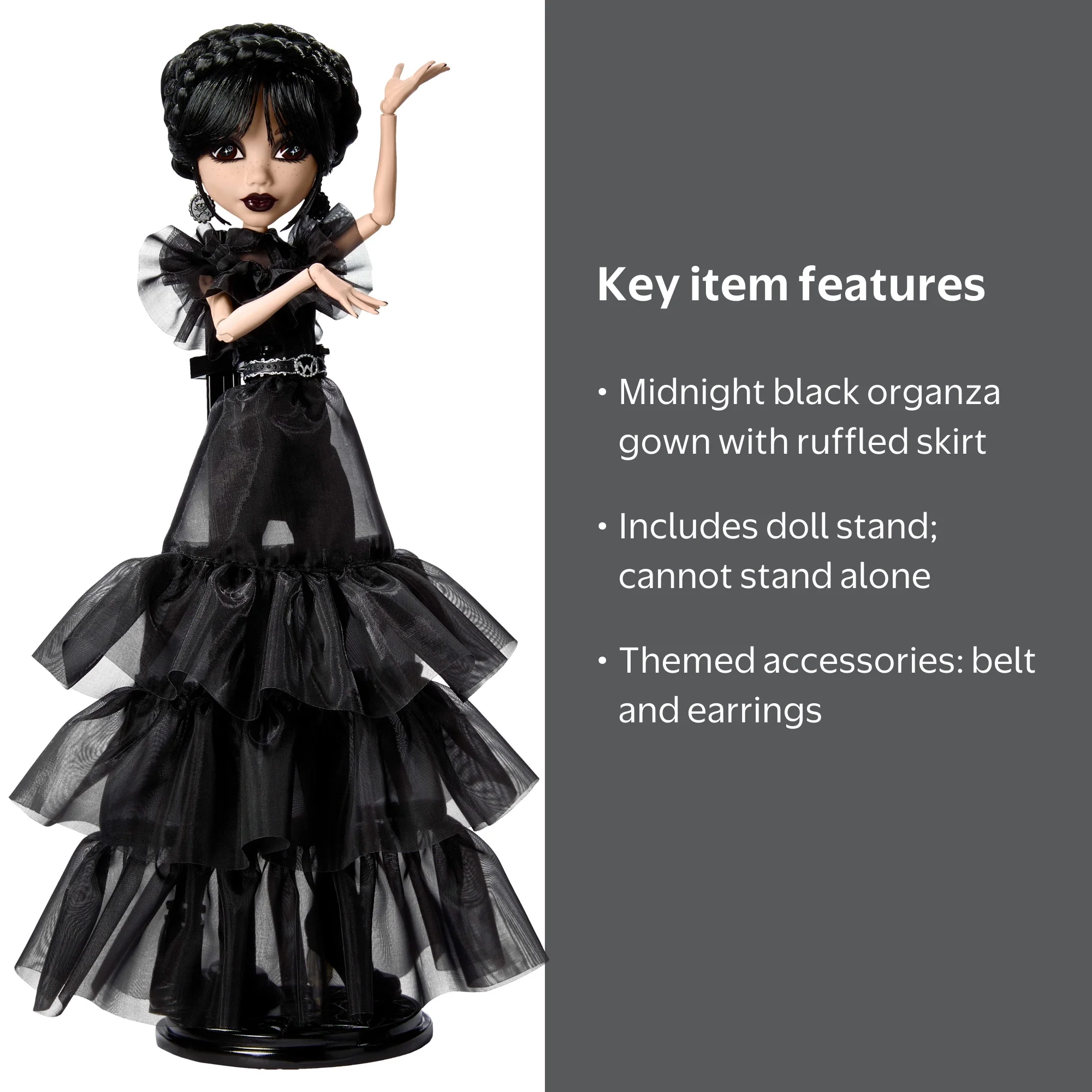Monster High Wednesday Collectible Doll, Rave'N Wednesday in Black
