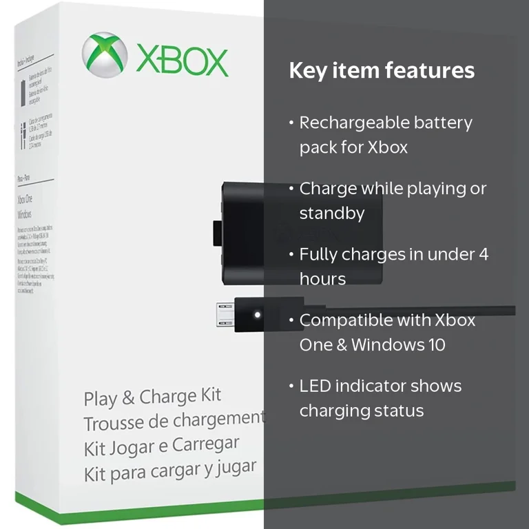 Xbox One Play and Charge Kit, Rechargeable Battery, Mini-USB Cable