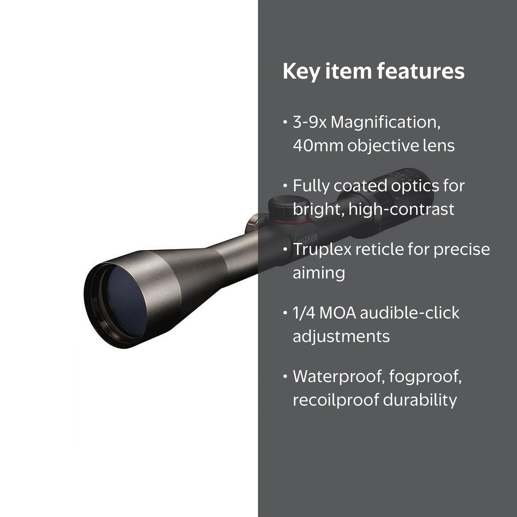Simmons 8 Point Rifle Scope 3-9X40-Truplex-Matte Black - Walmart.com