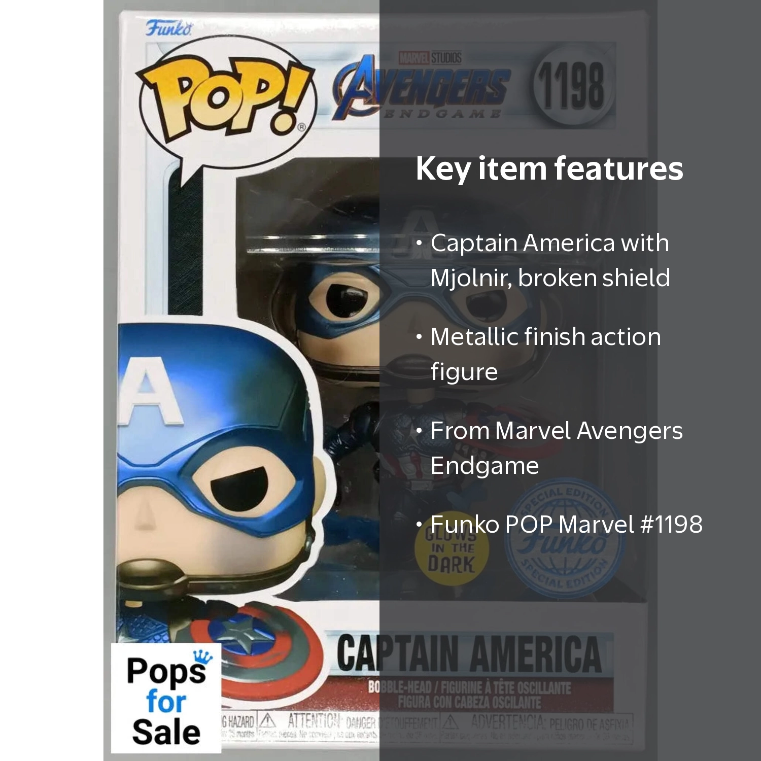 Funko POP! Marvel, Captain America Metallic Endgame, 3.75 inch