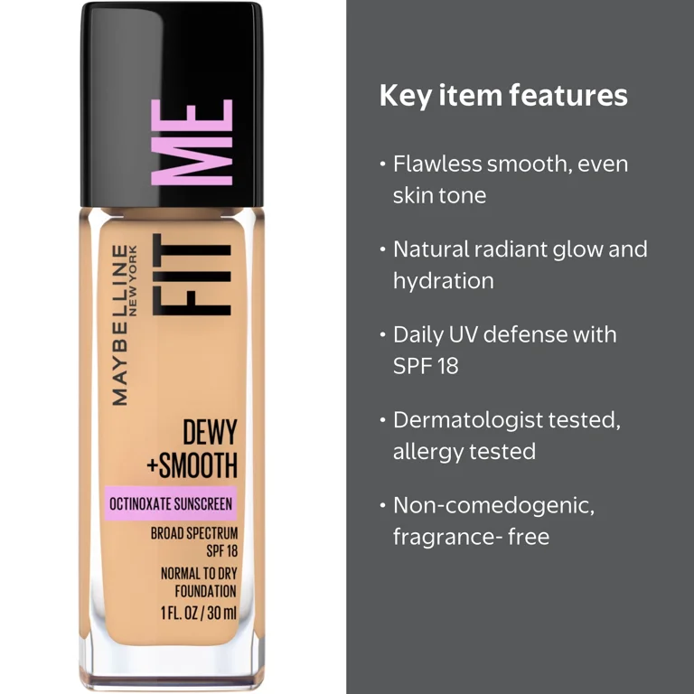 Maybelline Fit Me Dewy and Smooth Liquid Foundation SPF 18, 220