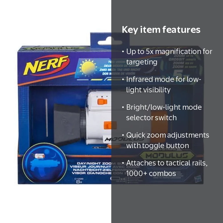 Nerf Modulus Blaster Zoom Scope Attachment, Day/Night 5X