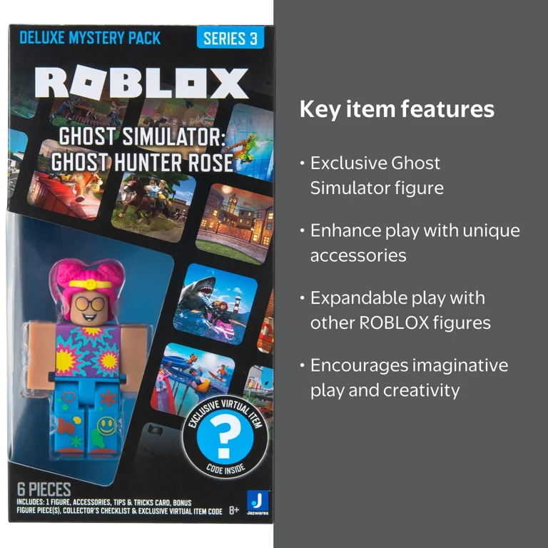 Roblox Plastic Deluxe Mystery Pack, Ghost Hunter Rose, Action