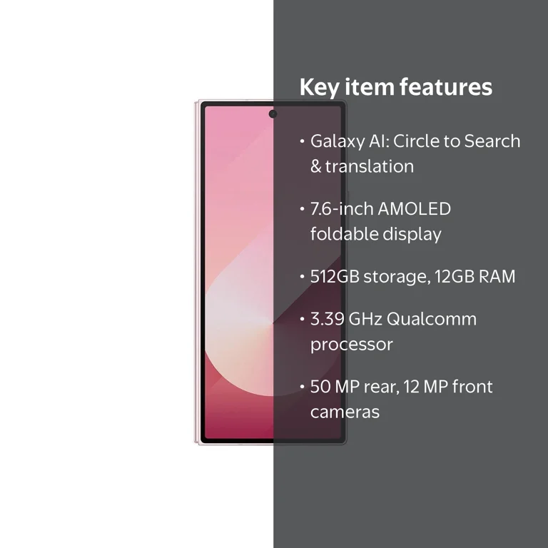 Cricket Wireless Samsung Galaxy Z Fold 6 5G Cell Phone 512GB 12GB