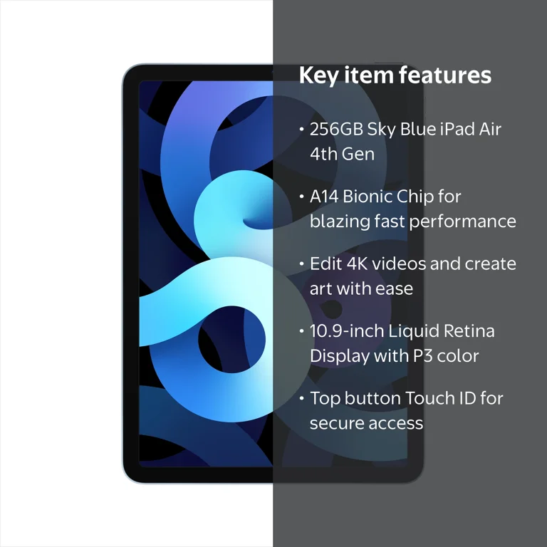 Open Box Apple iPad Air 10.9 4th Gen 256GB with Wi-Fi Sky Blue