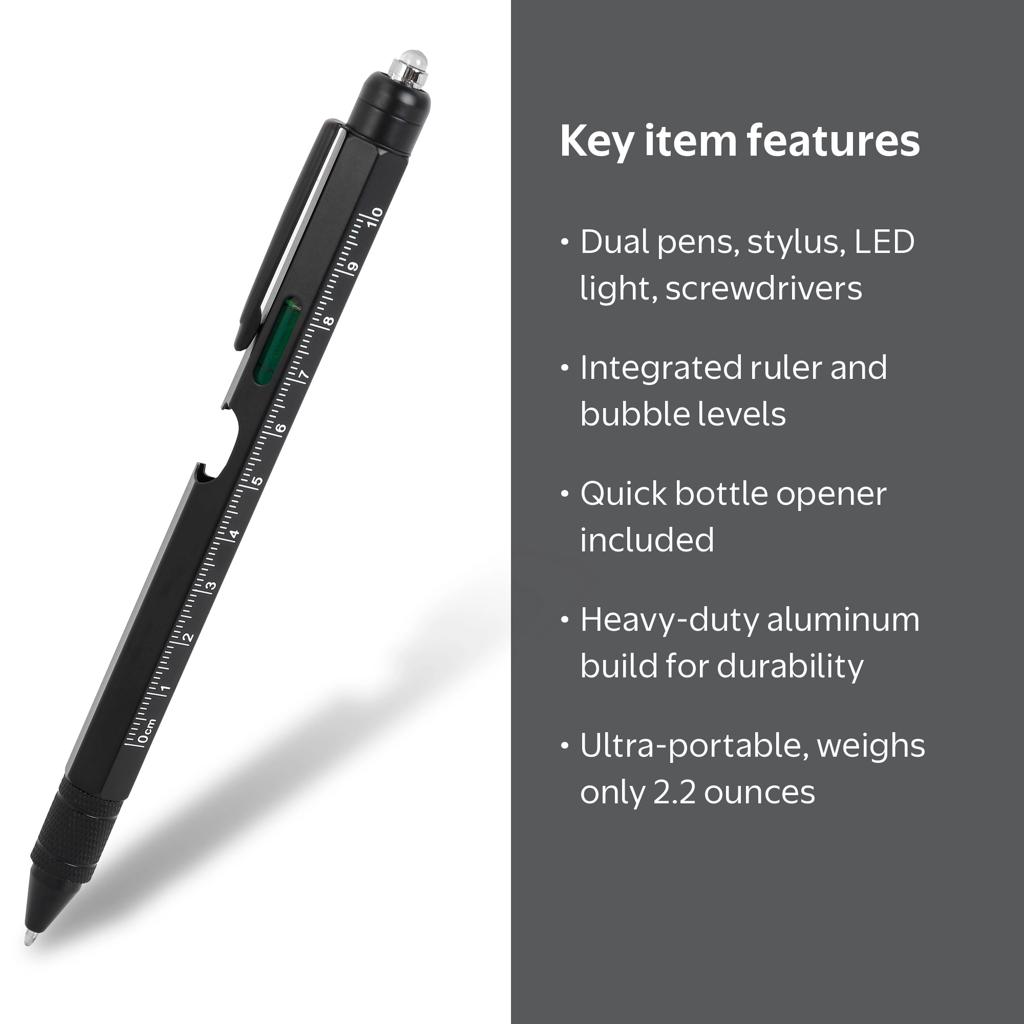 Hyper Tough 8-in-1 Multi-Tool Pen with Stylus LED Light Ruler