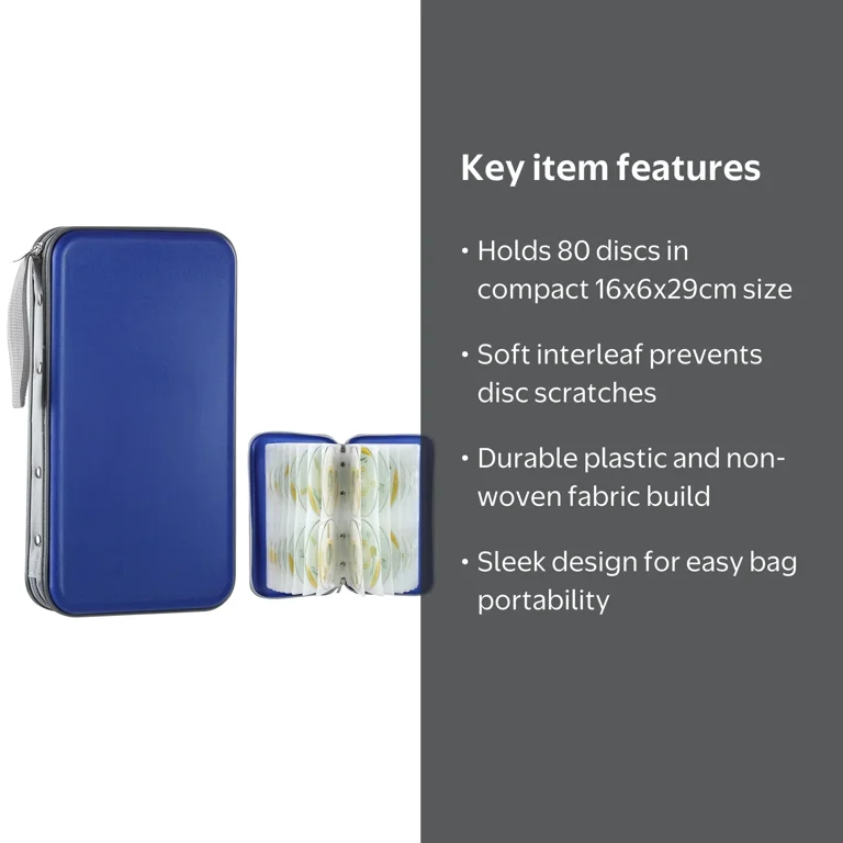 80 Capacity Plastic Disc Storage Organizer: Hard Shell DVD/CD/VCD