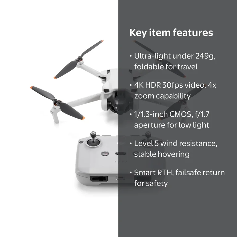 DJI Mini 3 Drone with RC-N1 Remote, Foldable, Smart Camera, Video
