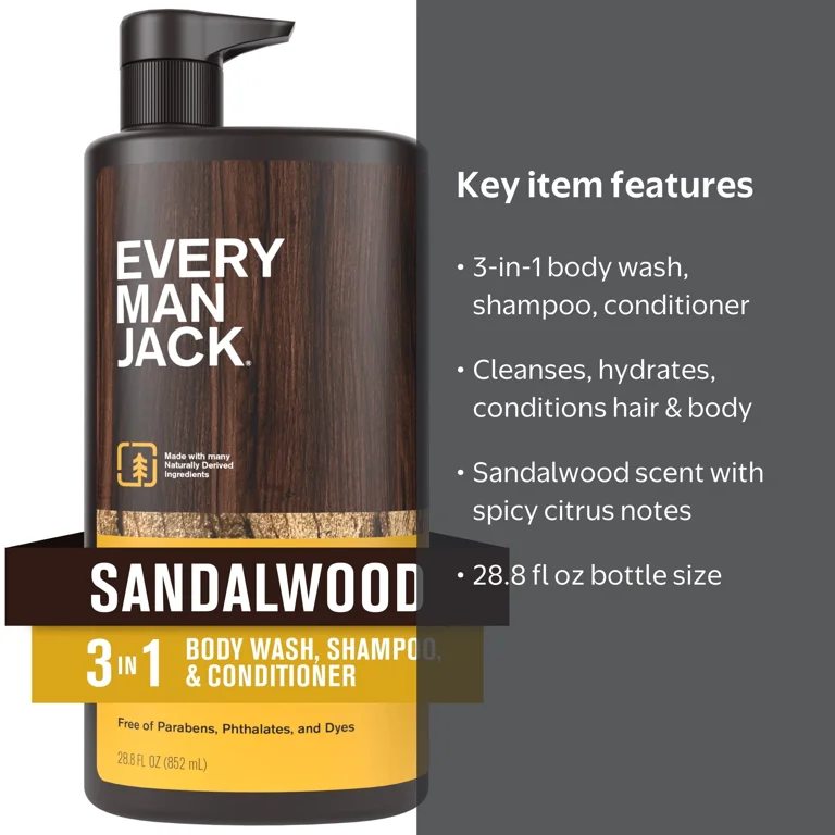 Every Man Jack Hydrating 3-in-1 Body Wash, Shampoo & Conditioner