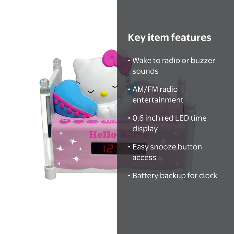 Hello Kitty Sleeping Kitty Alarm Clock Radio with Night Light