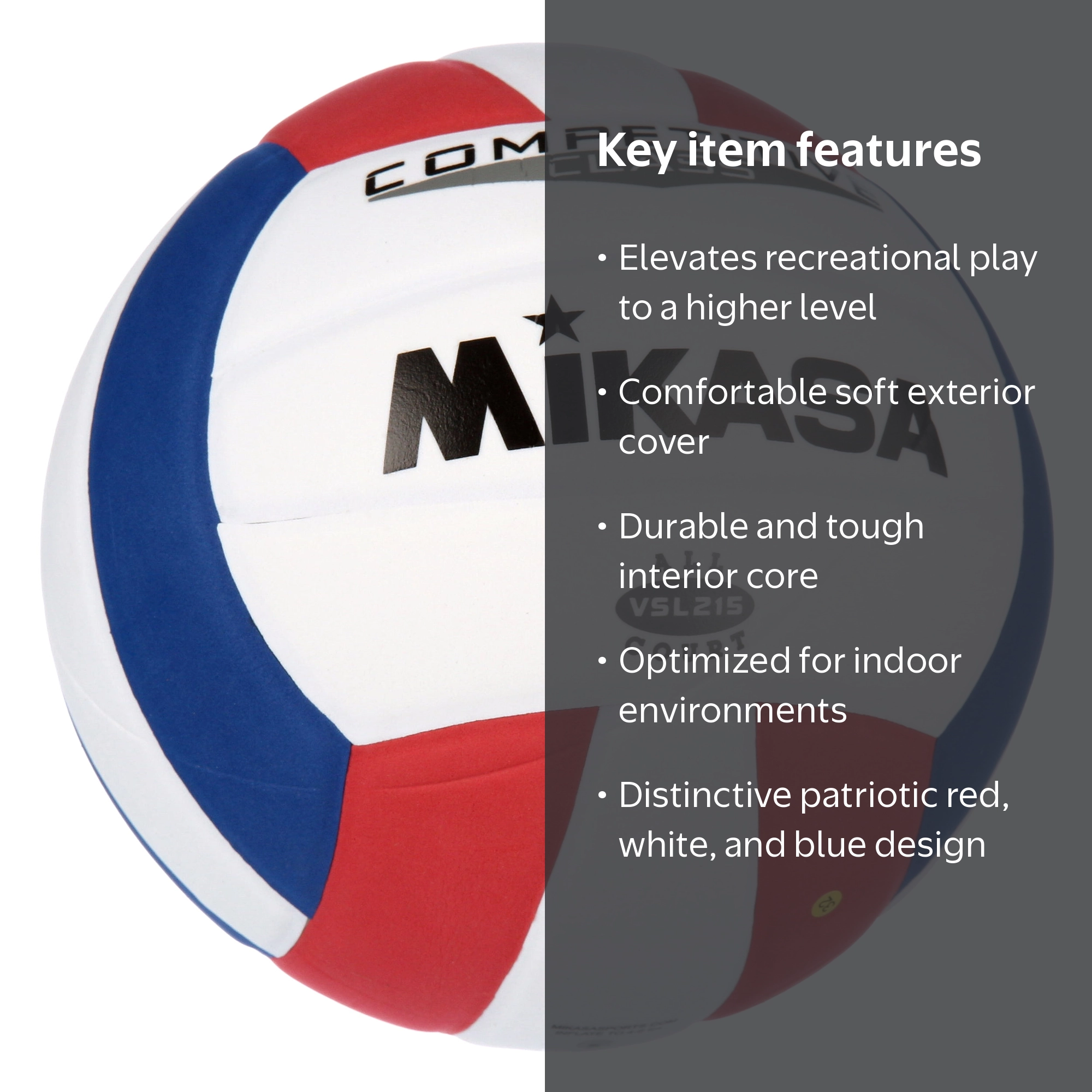 Mikasa Official Size Indoor Sport Volleyball, Colorful Red/White