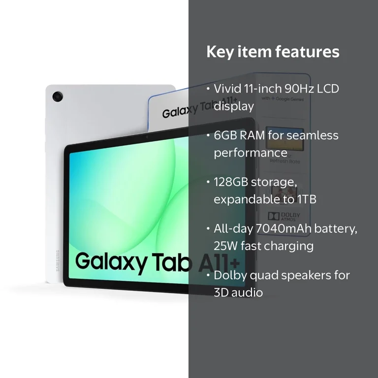 Samsung Galaxy Tab A11+ (Plus) 128GB + 6GB RAM Wi-Fi Tablet