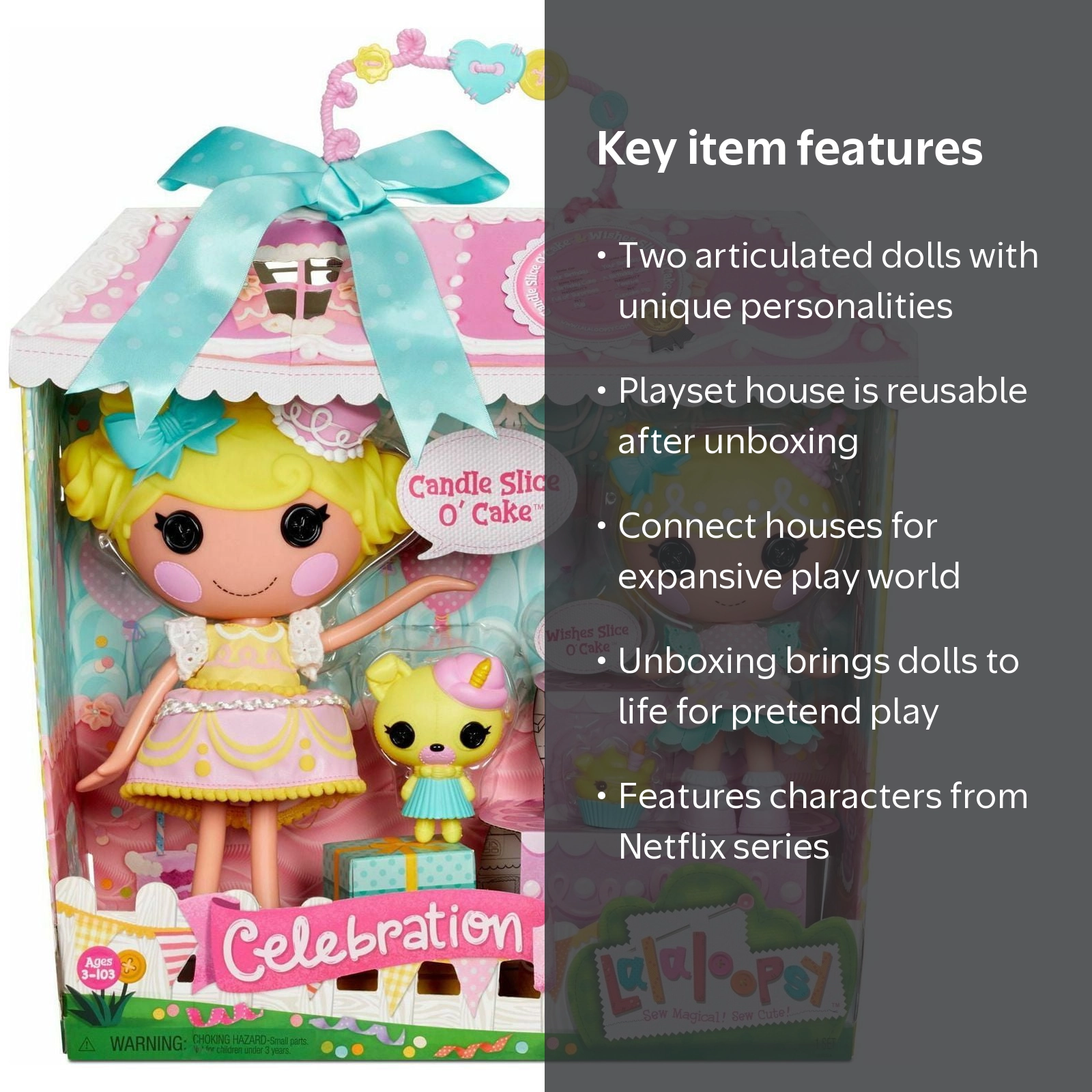 【投げ売り】Maison Les Piol LP series Lalaloopsy Doll Set - Candle & Wishes Slice O' Cake - Girls Magic