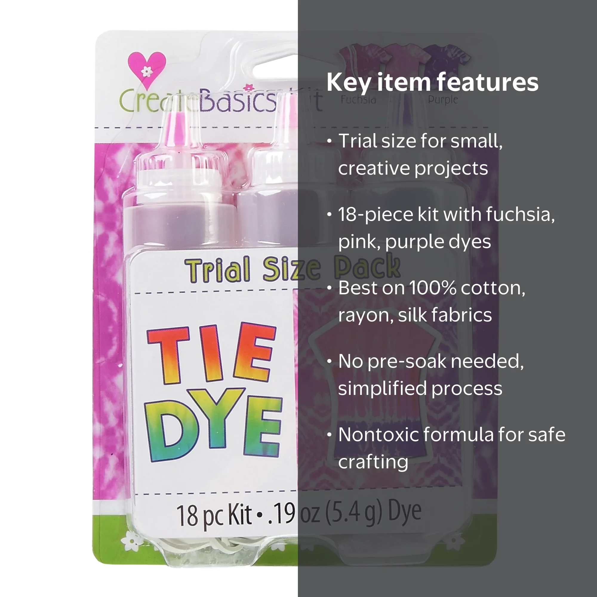 Create Basics 3 Color Tie Dye Kit Princess, Trial Size Pack