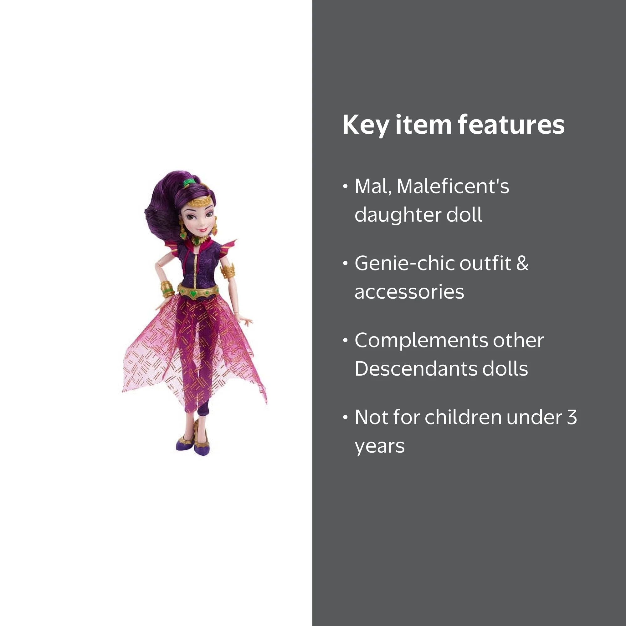 Free Shipping! Disney Descendants Mal of Isle of the Lost Doll