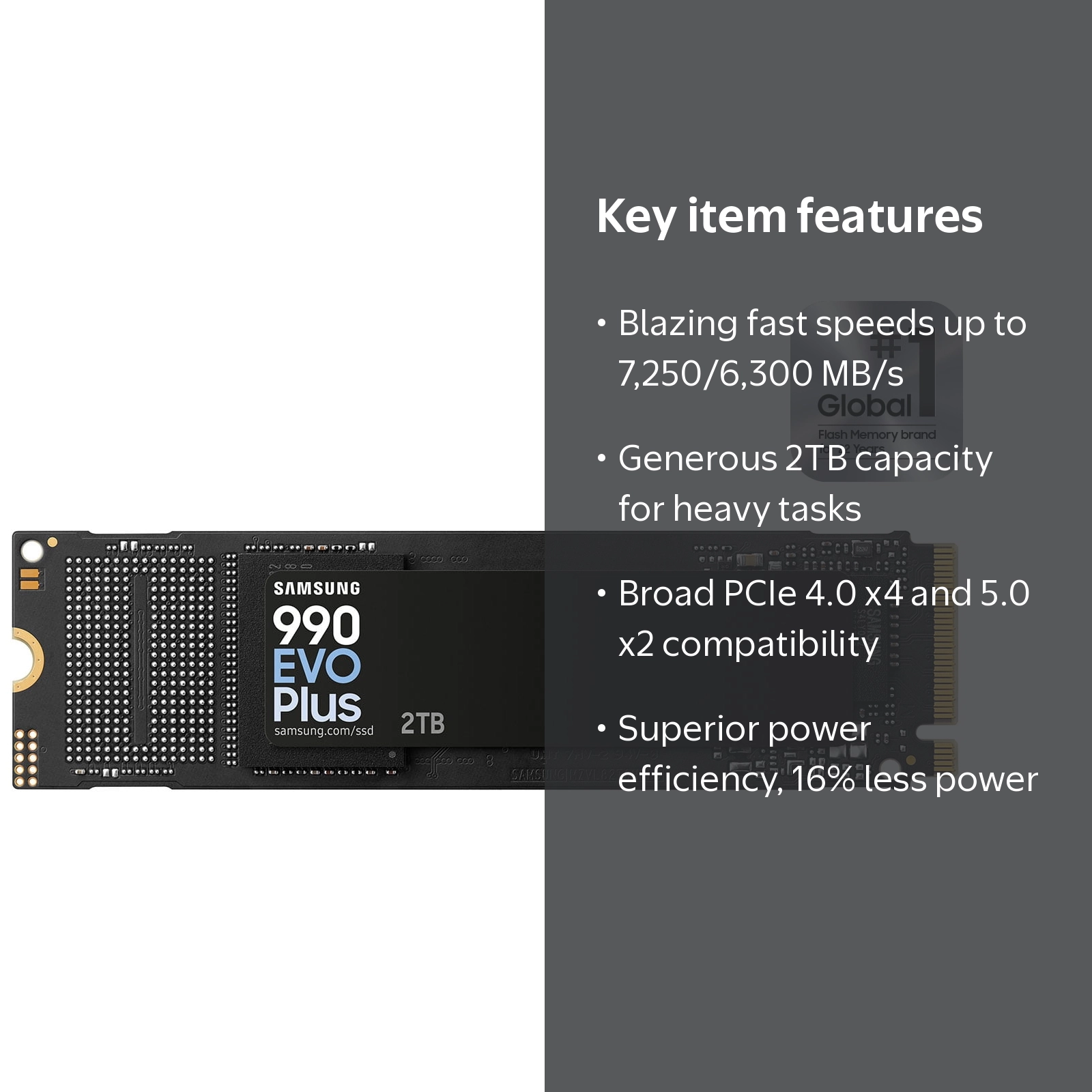 Samsung 990 EVO PLUS SSD 2TB, PCIe Gen 4x4 Gen 5x2 M.2 2280