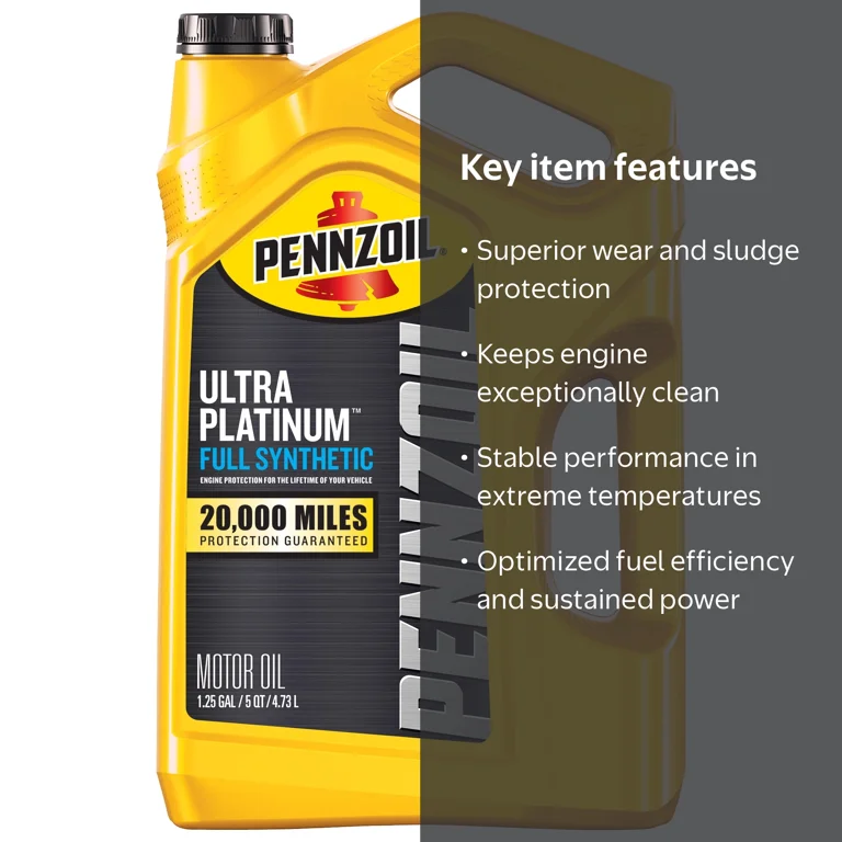 5 pack) Pennzoil Ultra Platinum Full Synthetic 5W-30 Motor Oil, 5