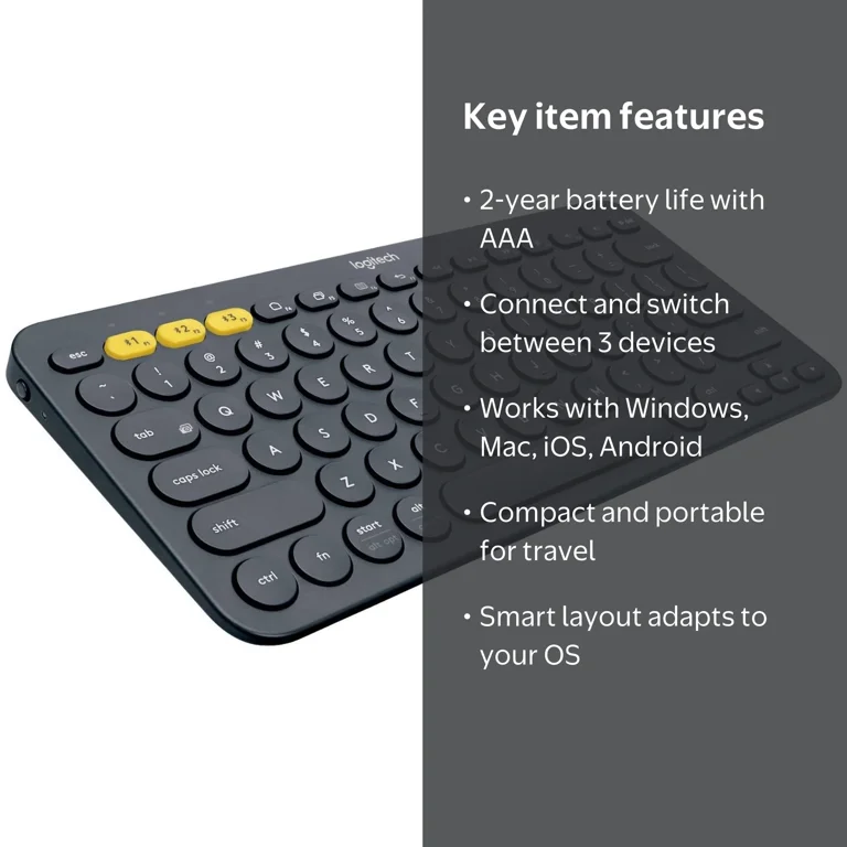 Logitech K380 Compact Wireless Bluetooth Keyboard, Multi-Device