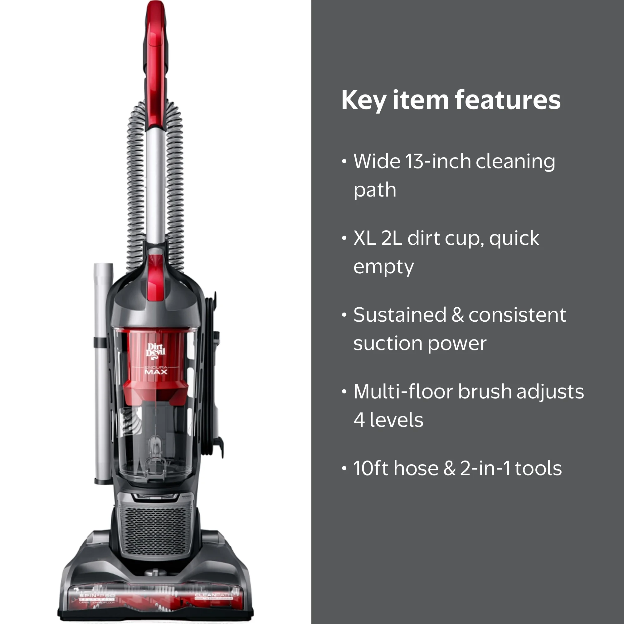 Dirt Devil Endura Max Upright Vacuum UD70174B with CleanPath