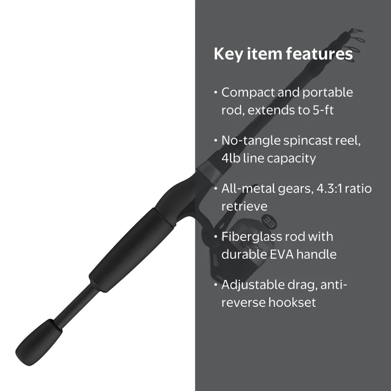 Zebco 33 Micro Trigger Spincast Reel and Telescopic Fishing Rod