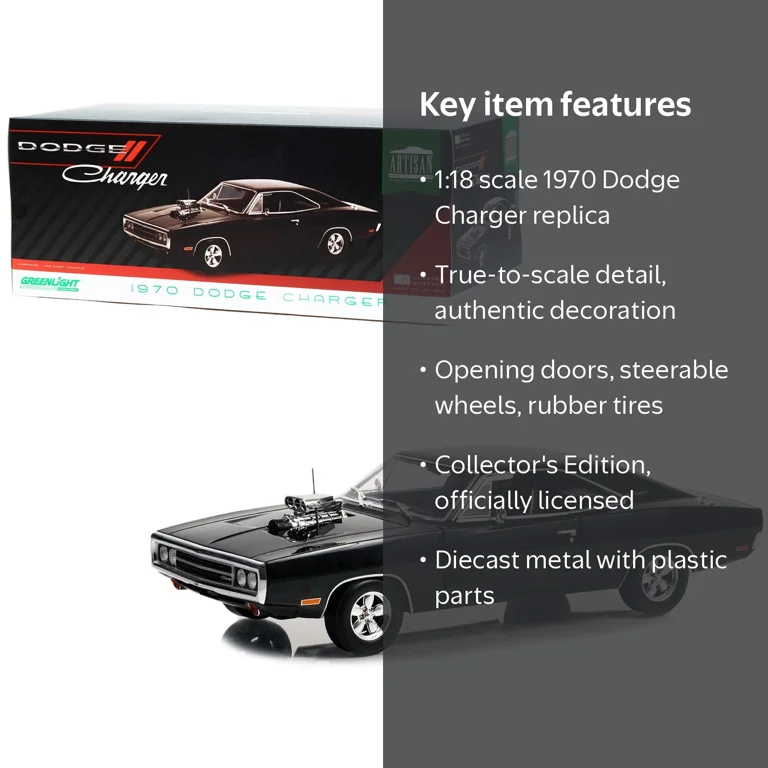 Greenlight 1970 Dodge Charger Blown Engine Black Artisan