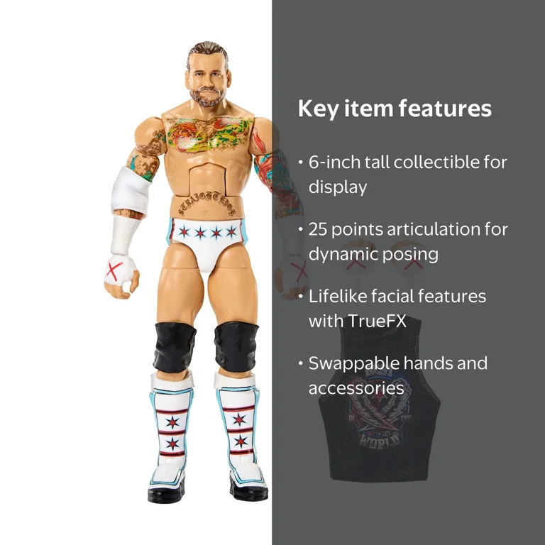 WWE Elite CM Punk Action Figure, Greatest Hits 2025, 6-inch