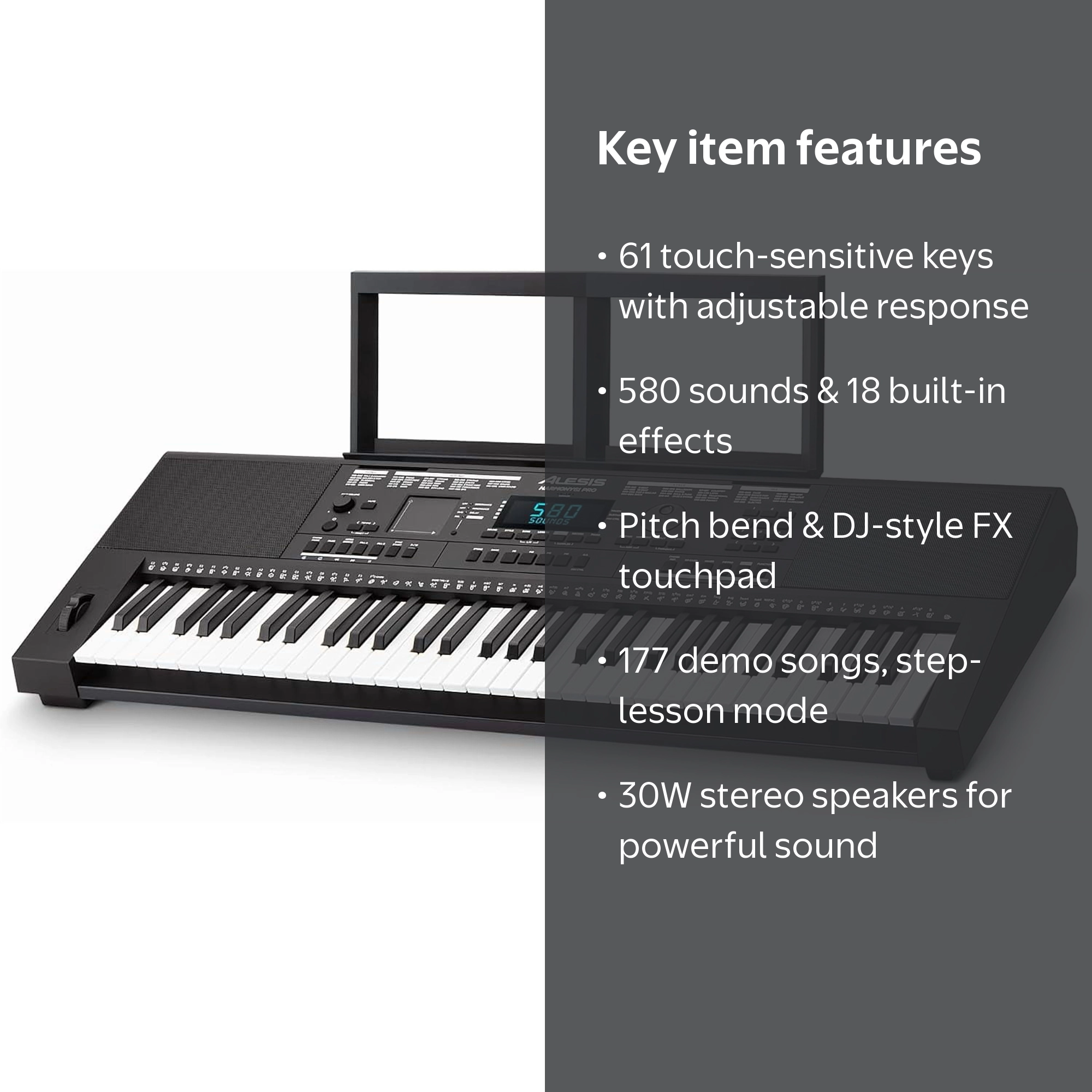 Alesis Harmony 61 Pro Portable Keyboard, 61 Touch-Sensitive Keys