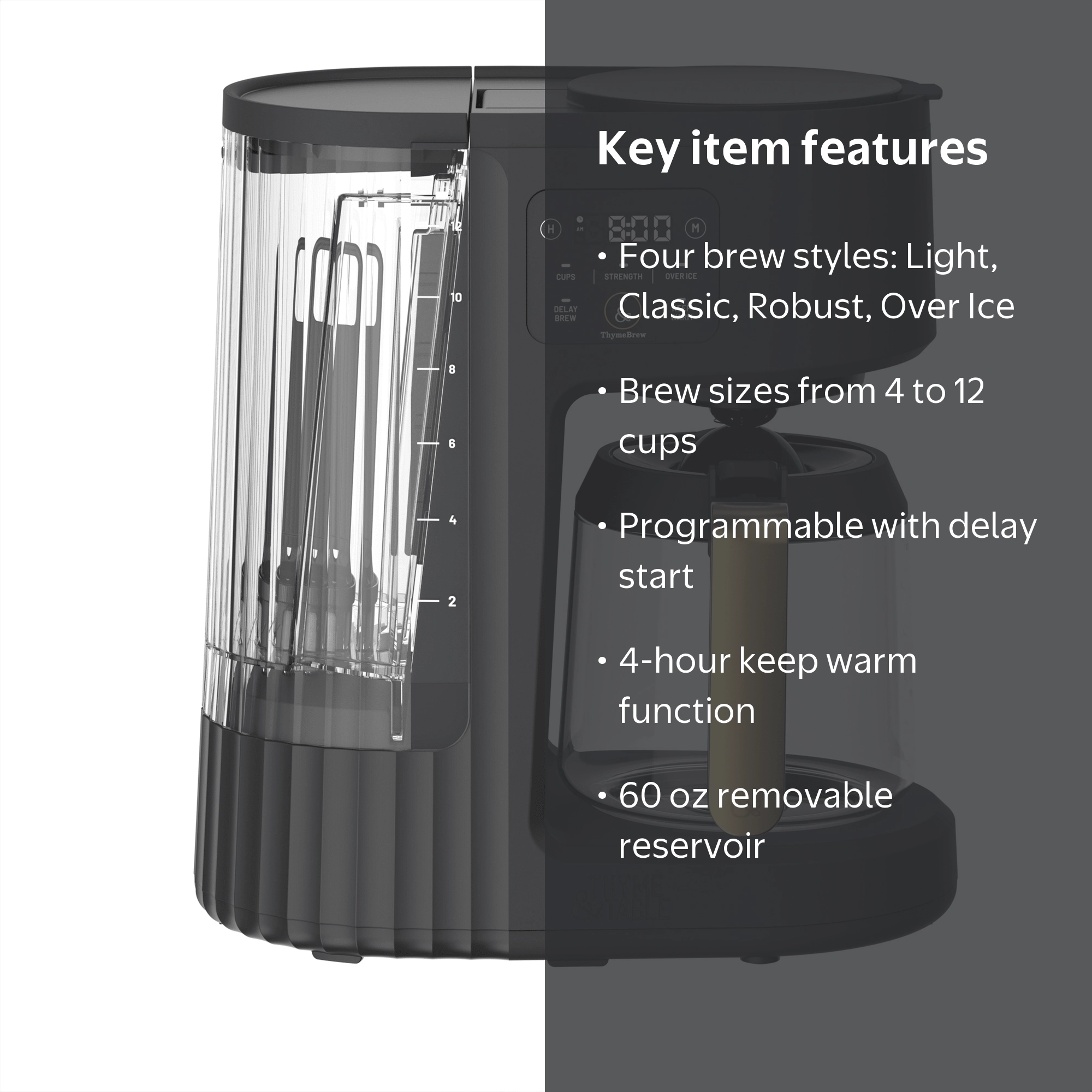 Free Shipping! Thyme & Table Drip Coffee Maker Slate Grey, 12-Cup