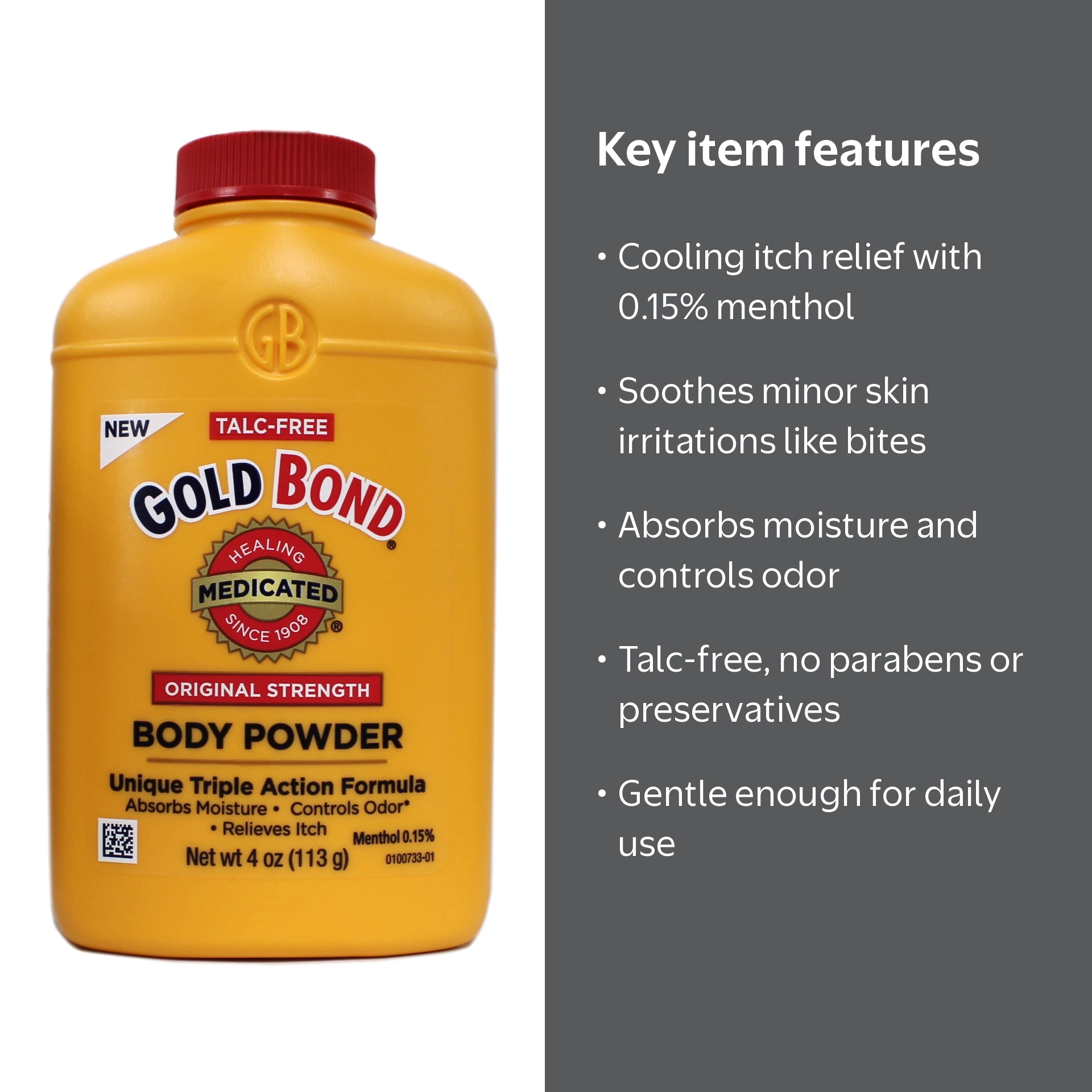 Gold Bond, Medicated Body Powder, 4 oz, No Talc, formulated with
