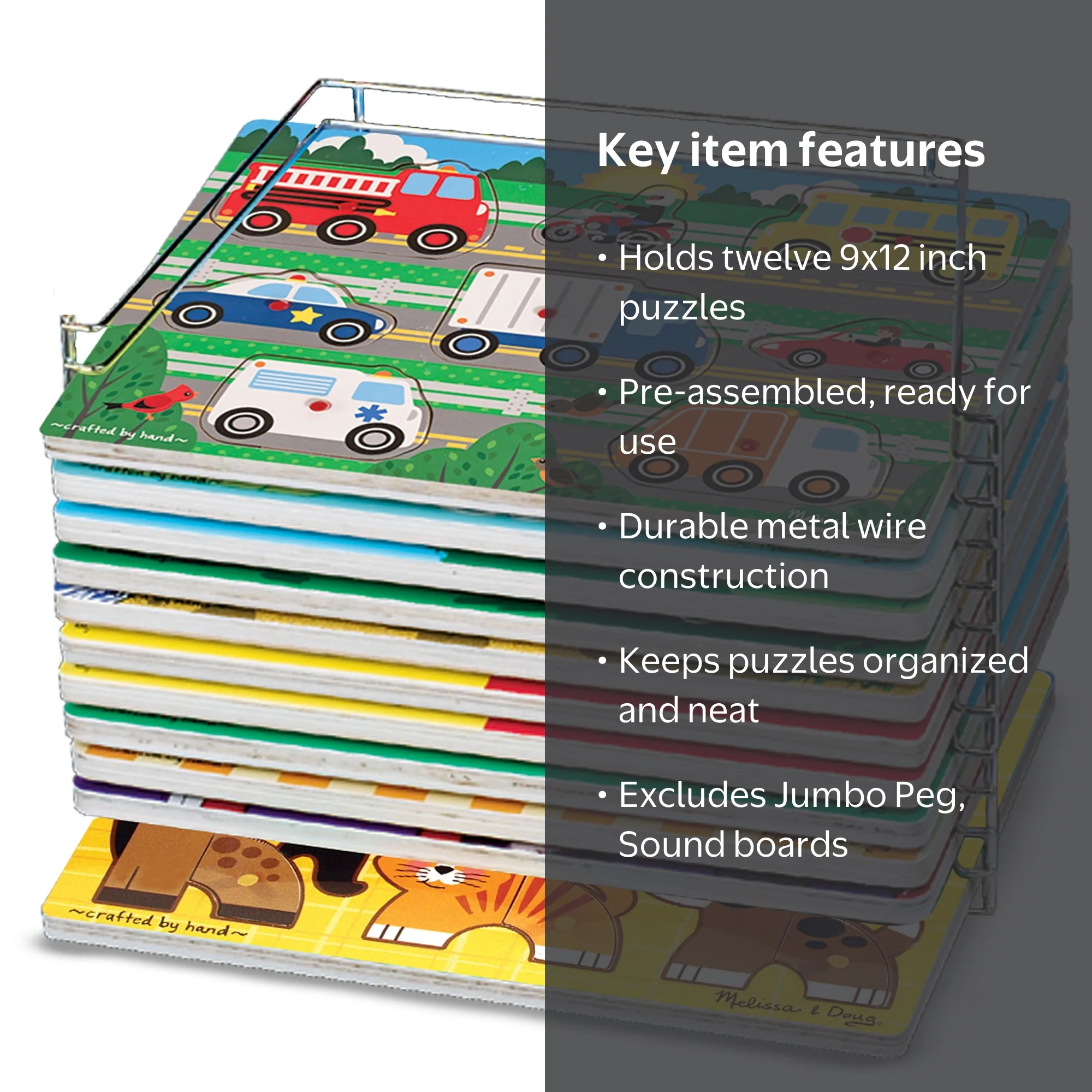 Melissa & Doug, Puzzle Storage Rack, Wire Rack Holds 12 Puzzles