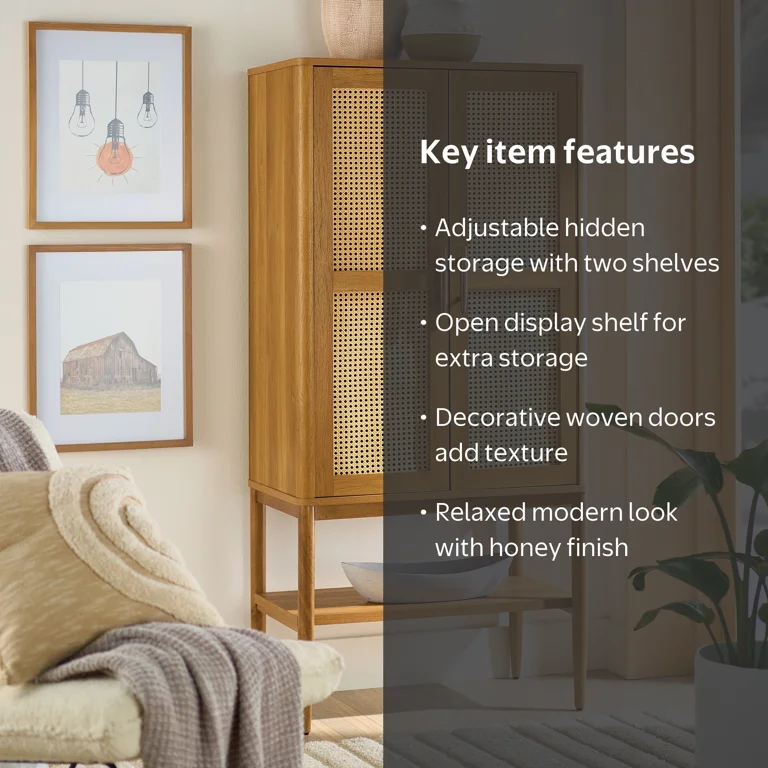 Free Shipping! Better Homes & Gardens Tall Rattan Storage Cabinet