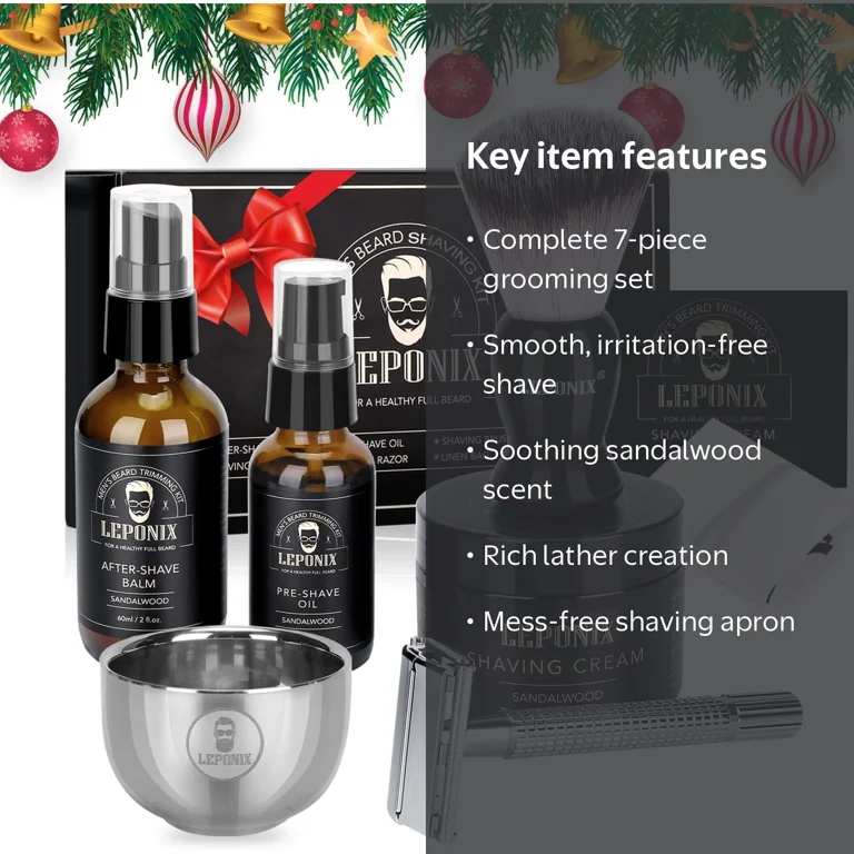 LEPONIX Shaving Kit for Men with Safety Razor, Sandalwood Cream