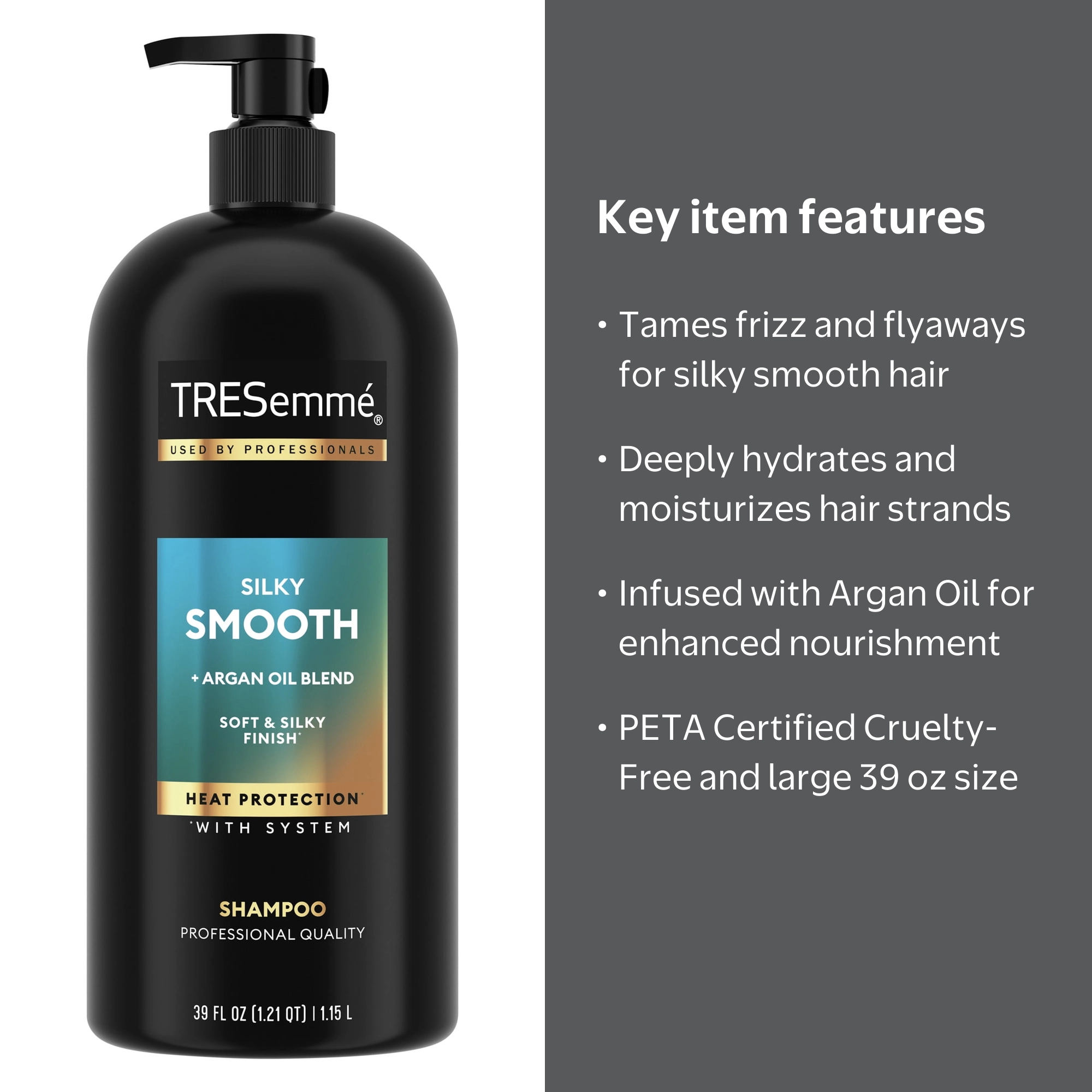 TRESemmé Silky & Smooth Anti-Frizz Shampoo 39 oz to tame frizz and