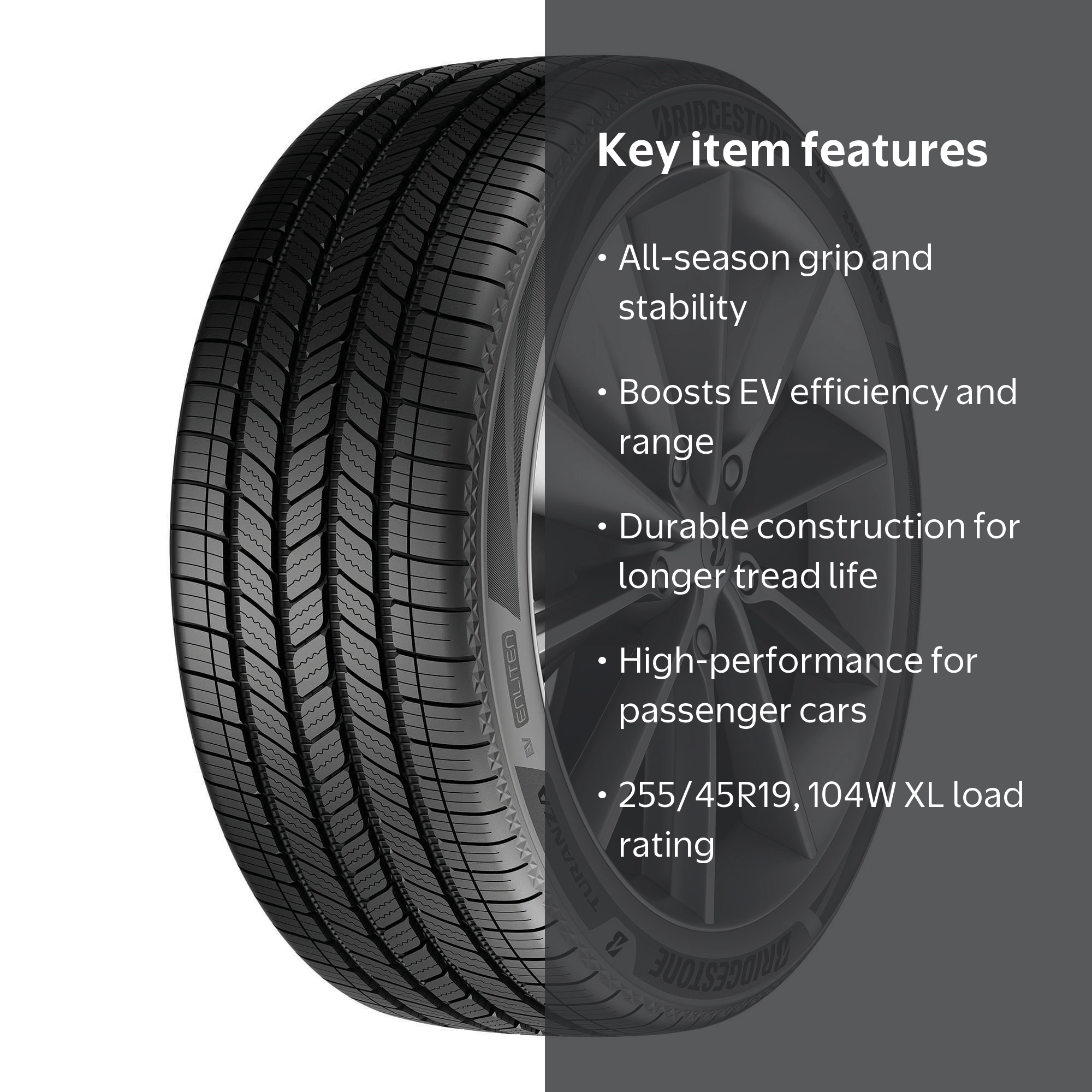 Bridgestone Turanza EV All Season 255/45R19 104W XL, Low Rolling