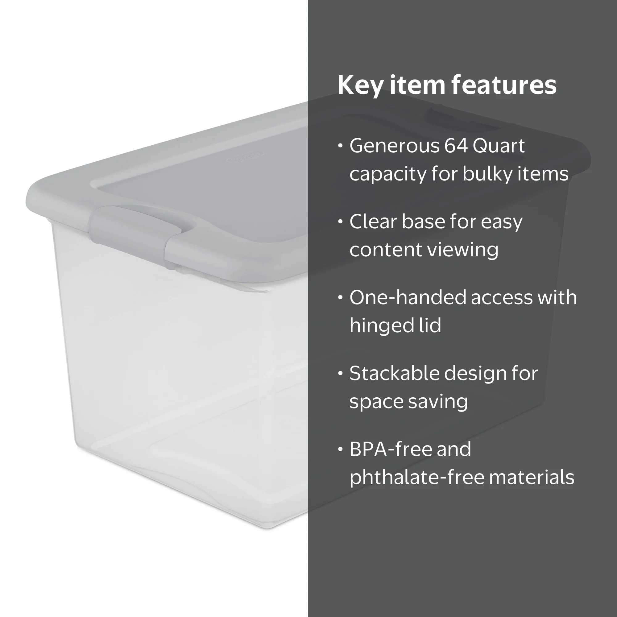 けいてぃー。 Sterilite 64 Qt. Latching Box Plastic, Silver Tint - Walmart.com