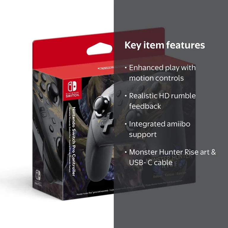 Nintendo Switch Pro Wireless Controller - Monster Hunter Rise